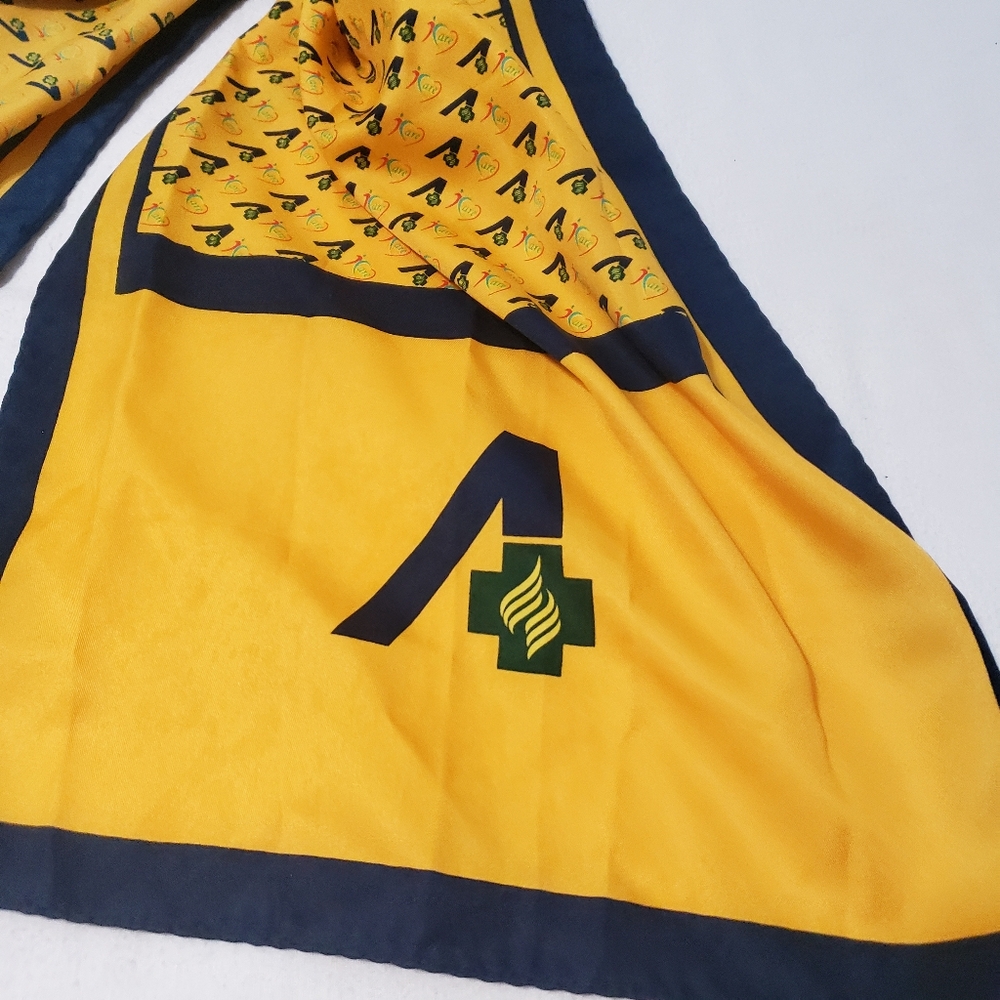 Yellow gold blue unknown logo scarf Shaw